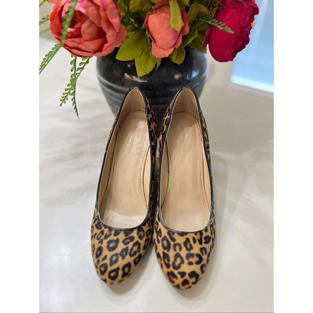 Banana Republic Women's Leopard Print Fur Pump Wedge Heels Multicolor Size 10